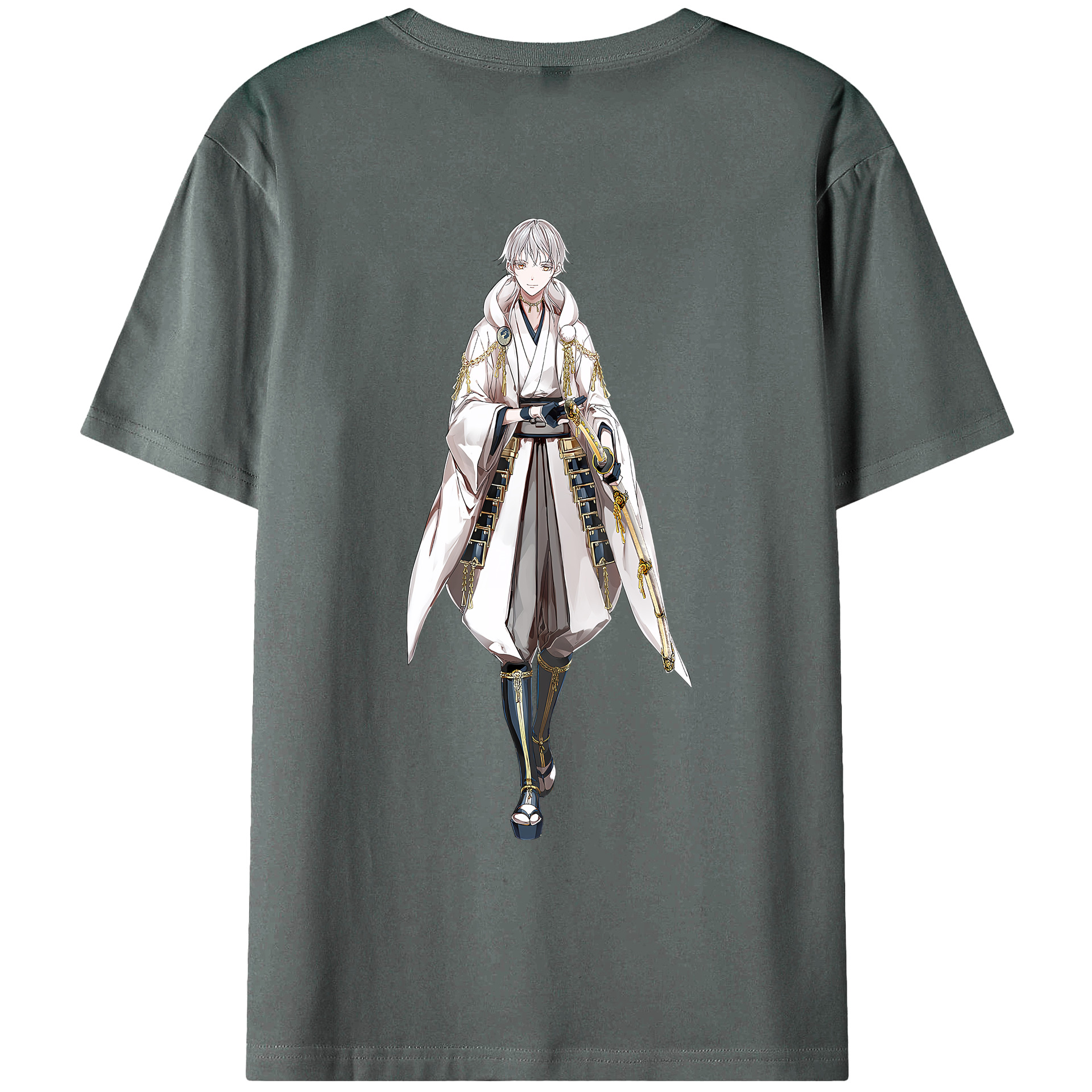 （画像用） 刀剣乱舞 Touken Ranbu 綿100％ メンズ半袖Tシャツ（バックプリント） 通気性